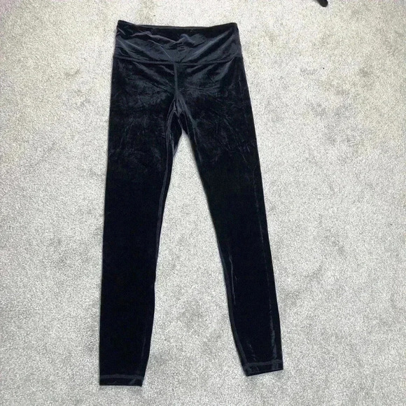 Athleta Velvet Leggings Tight Black Color Pull On Stretch Sz S - Picture 1 of 6
